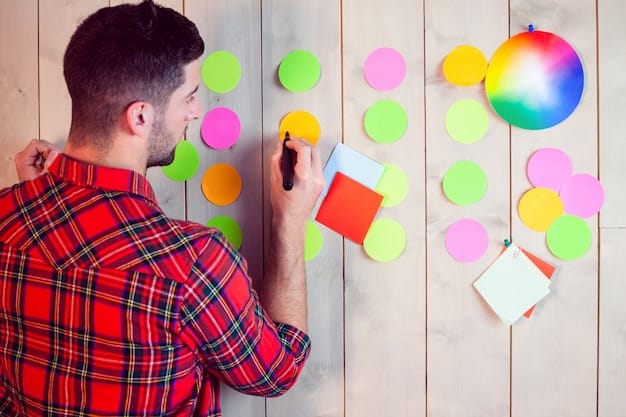A person strategically planning their week in a physical calendar, using different color-coded sticky notes to designate specific time slots for different activities. The focus is on the calendar with color-coded entries.