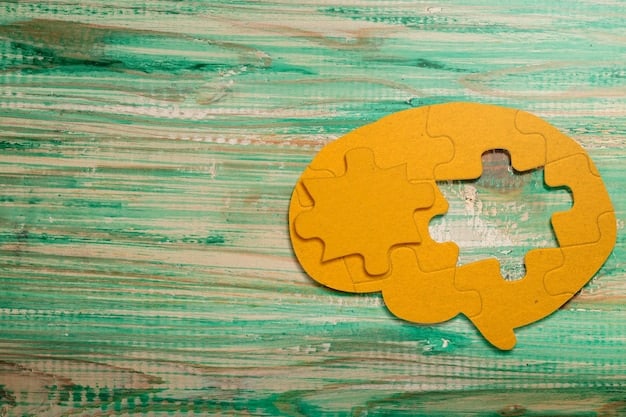 A close-up shot of a brain with puzzle pieces fitting together, against a backdrop of a serene blue sky and fluffy clouds.