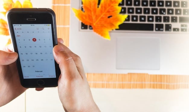 A calendar app on a smartphone displaying time-blocked entries for 