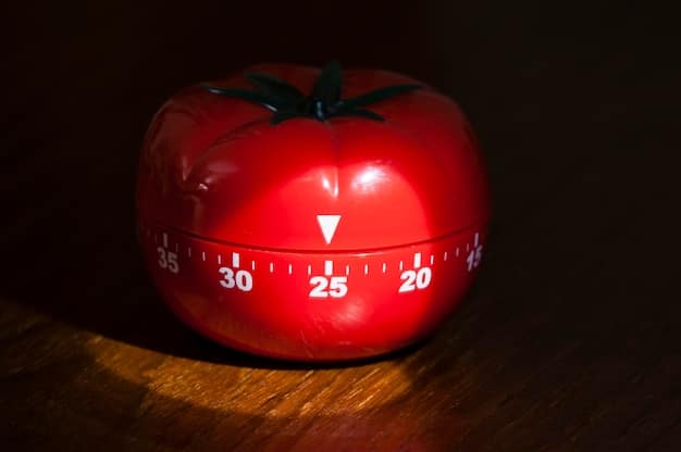 A visually appealing infographic showing the Pomodoro Technique steps: Plan, Work (25 min), Break (5 min), Repeat, Long Break (20-30 min). Each step is represented by a clear icon and short description.