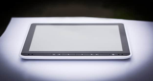 A close-up shot of a digital Kanban board displayed on a tablet. The board is well-organized, with colorful cards representing tasks and clear labels for each column. The image aims to showcase the user-friendly interface and visual clarity of digital Kanban boards.