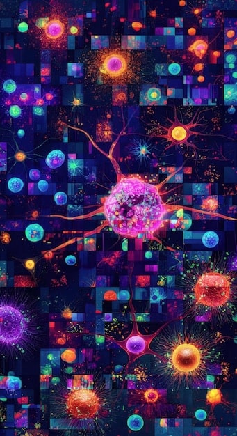 A detailed, colorful infographic illustrating the brain's neural networks and the chemical pathways of acetylcholine. Icons representing focus, memory, and learning are integrated into the design.