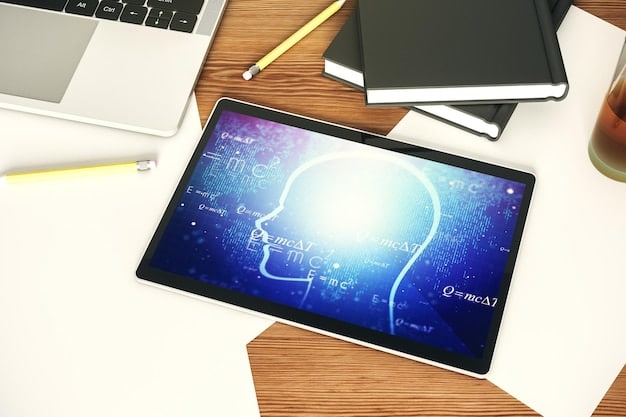 A digital interface showing a calm, focused workspace with subtle AI prompts suggesting a break or re-focus, illustrating predictive distraction management.